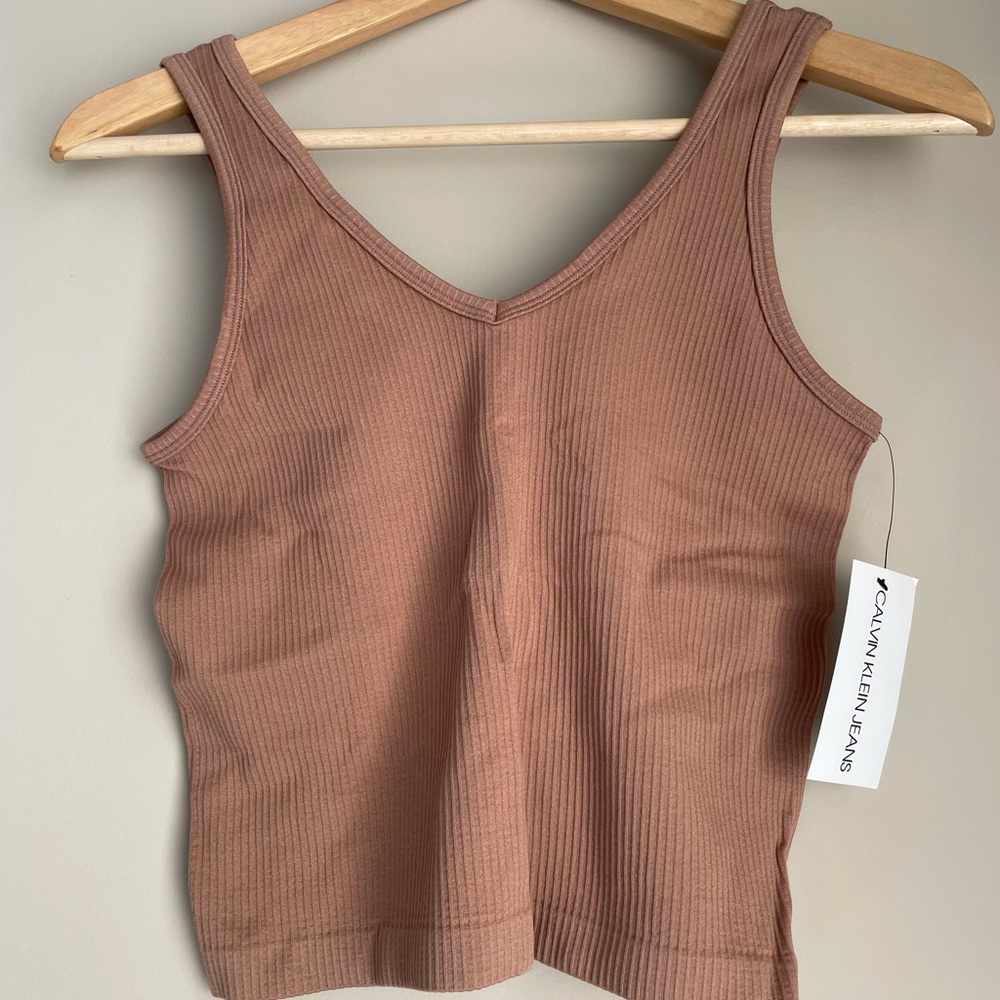 CALVIN KLEIN JEANS Nude V-neck Tank Top | XS